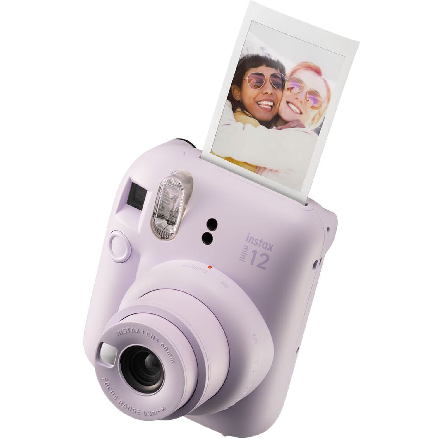 Fujifilm Instax Mini 12 camera with mini film pack and playful extras for parties.
