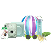 Fujifilm Instax Mini 12 camera with mini film pack and playful extras for parties.
