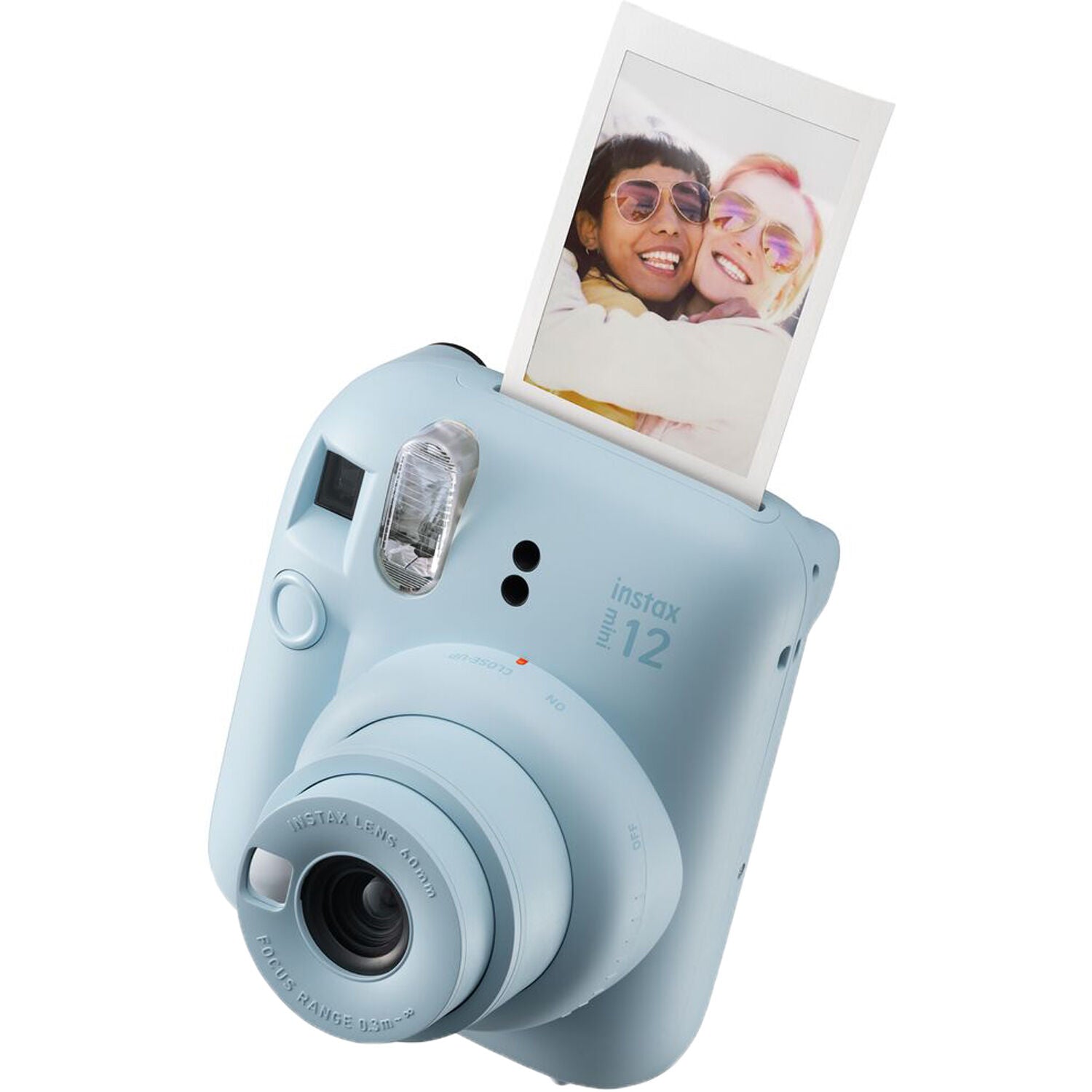 Fujifilm Instax Mini 12 camera with mini film pack and playful extras for parties.
