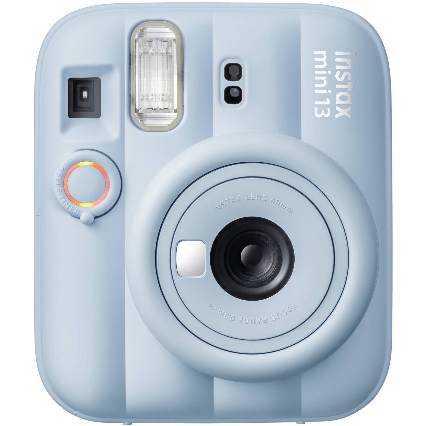 Fujifilm INSTAX Mini instant camera with built-in flash and optical viewfinder.