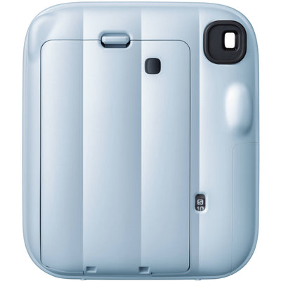 Fujifilm INSTAX Mini instant camera with built-in flash and optical viewfinder.