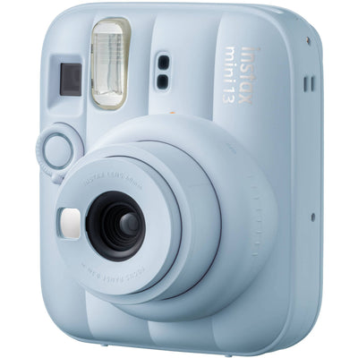 Fujifilm INSTAX Mini instant camera with built-in flash and optical viewfinder.