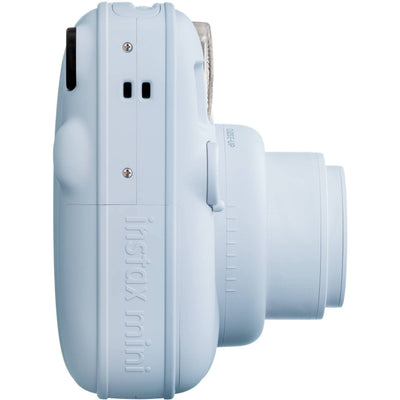 Fujifilm INSTAX Mini instant camera with built-in flash and optical viewfinder.