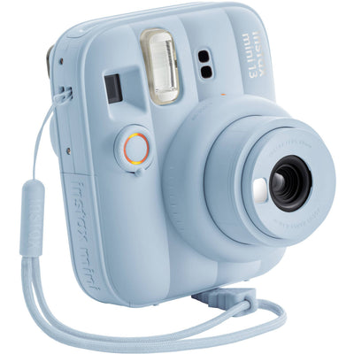 Fujifilm INSTAX Mini instant camera with built-in flash and optical viewfinder.
