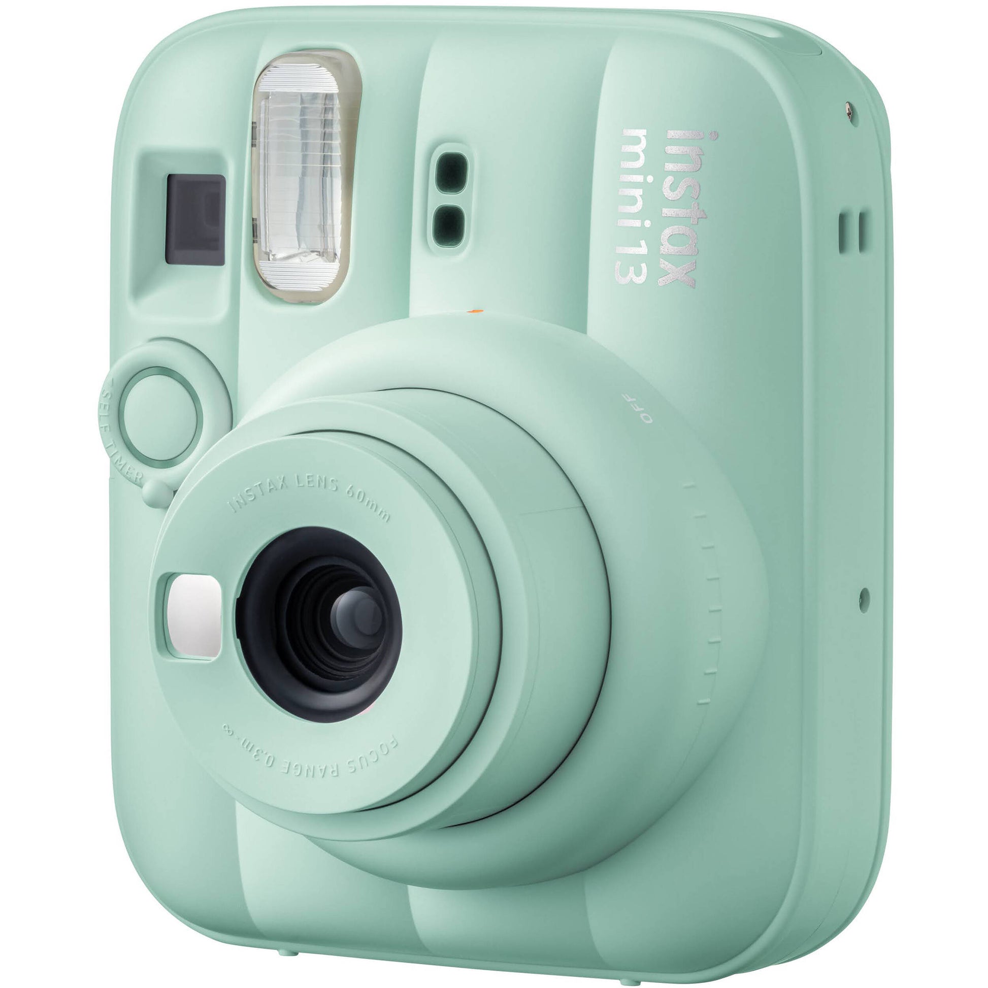 Fujifilm INSTAX Mini instant camera with built-in flash and optical viewfinder.