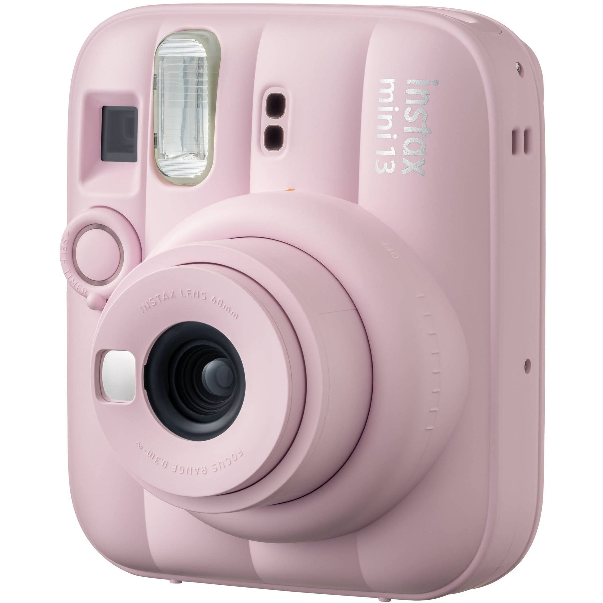 Fujifilm INSTAX Mini instant camera with built-in flash and optical viewfinder.
