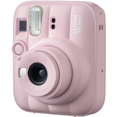 Fujifilm INSTAX Mini instant camera with built-in flash and optical viewfinder.
