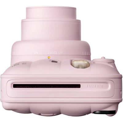 Fujifilm INSTAX Mini instant camera with built-in flash and optical viewfinder.