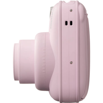 Fujifilm INSTAX Mini instant camera with built-in flash and optical viewfinder.