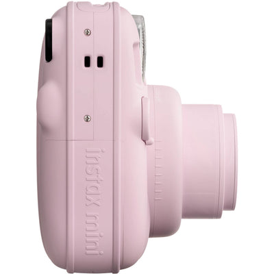 Fujifilm INSTAX Mini instant camera with built-in flash and optical viewfinder.
