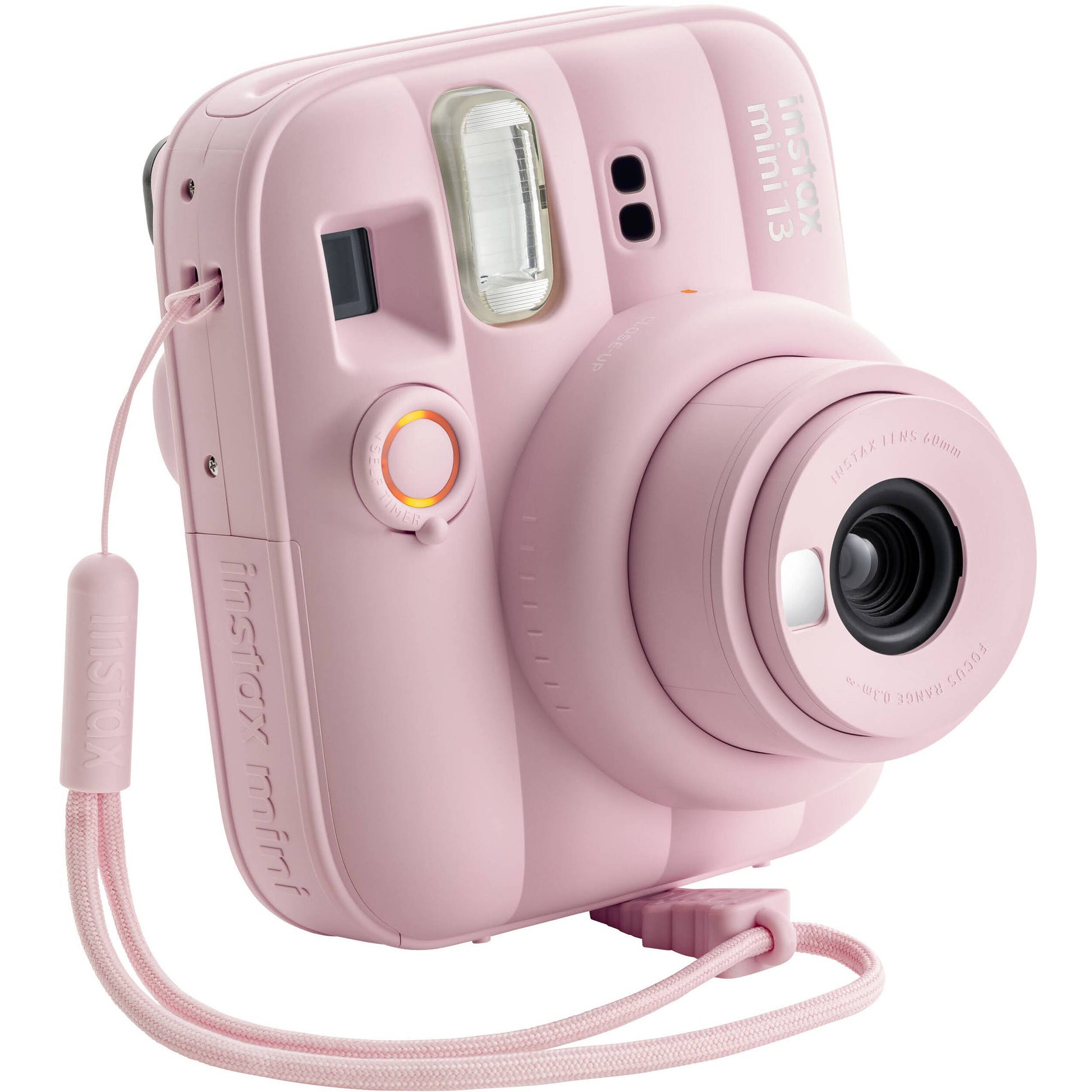 Fujifilm INSTAX Mini instant camera with built-in flash and optical viewfinder.