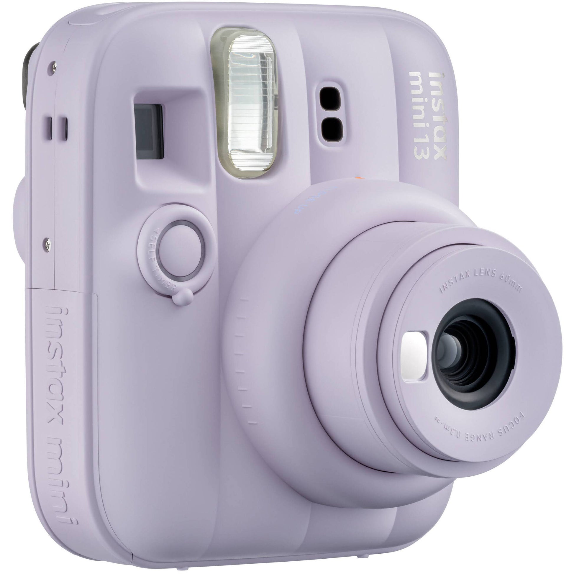 Fujifilm INSTAX Mini instant camera with built-in flash and optical viewfinder.