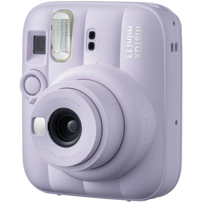 Fujifilm INSTAX Mini instant camera with built-in flash and optical viewfinder.