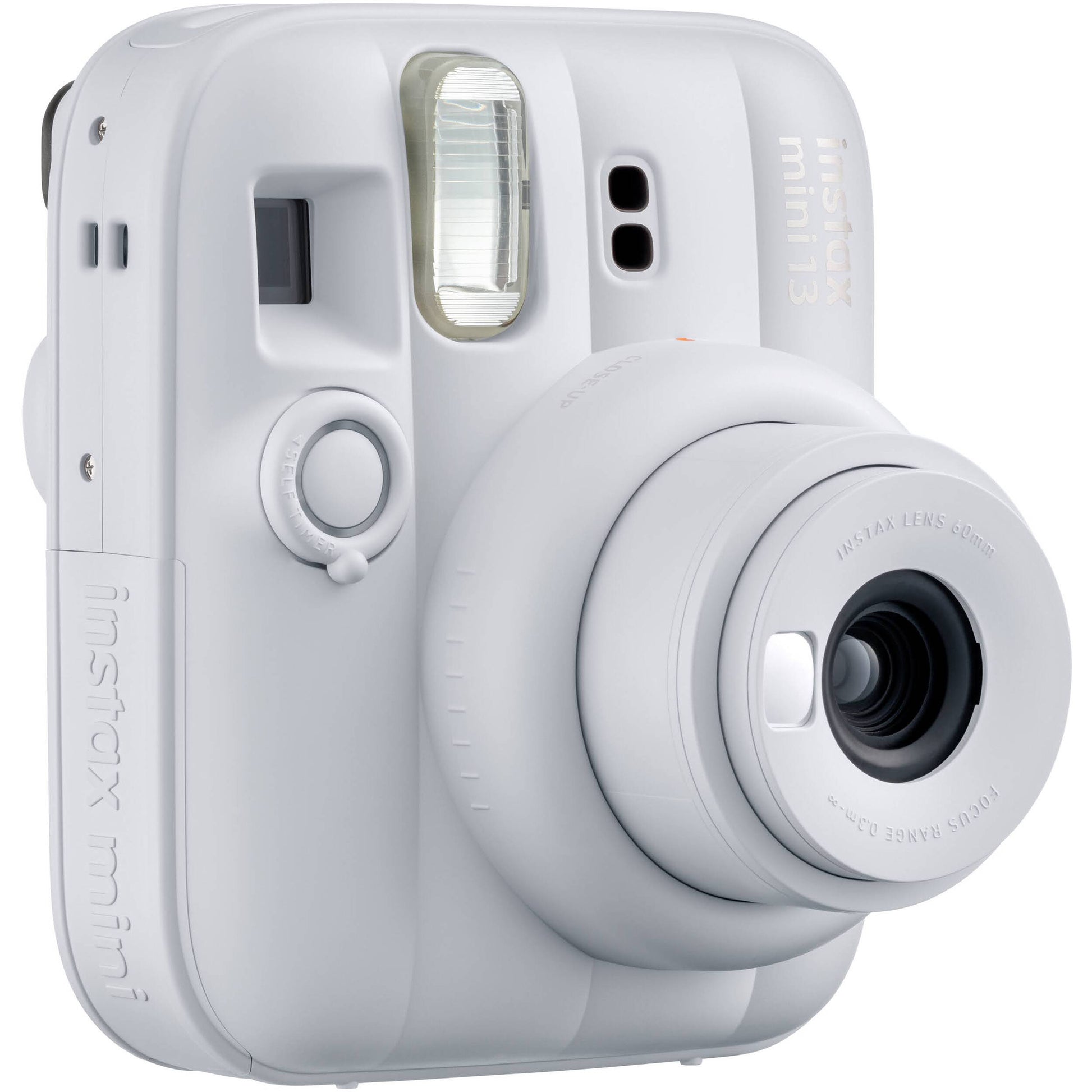 Fujifilm INSTAX Mini instant camera with built-in flash and optical viewfinder.