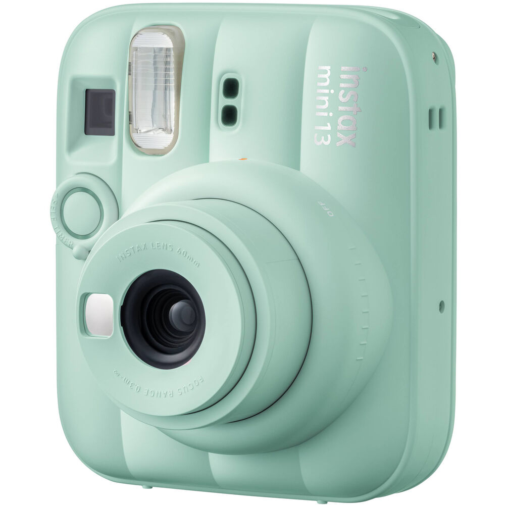 Front-facing angled shot of Lagoon Green Instax Mini 13 