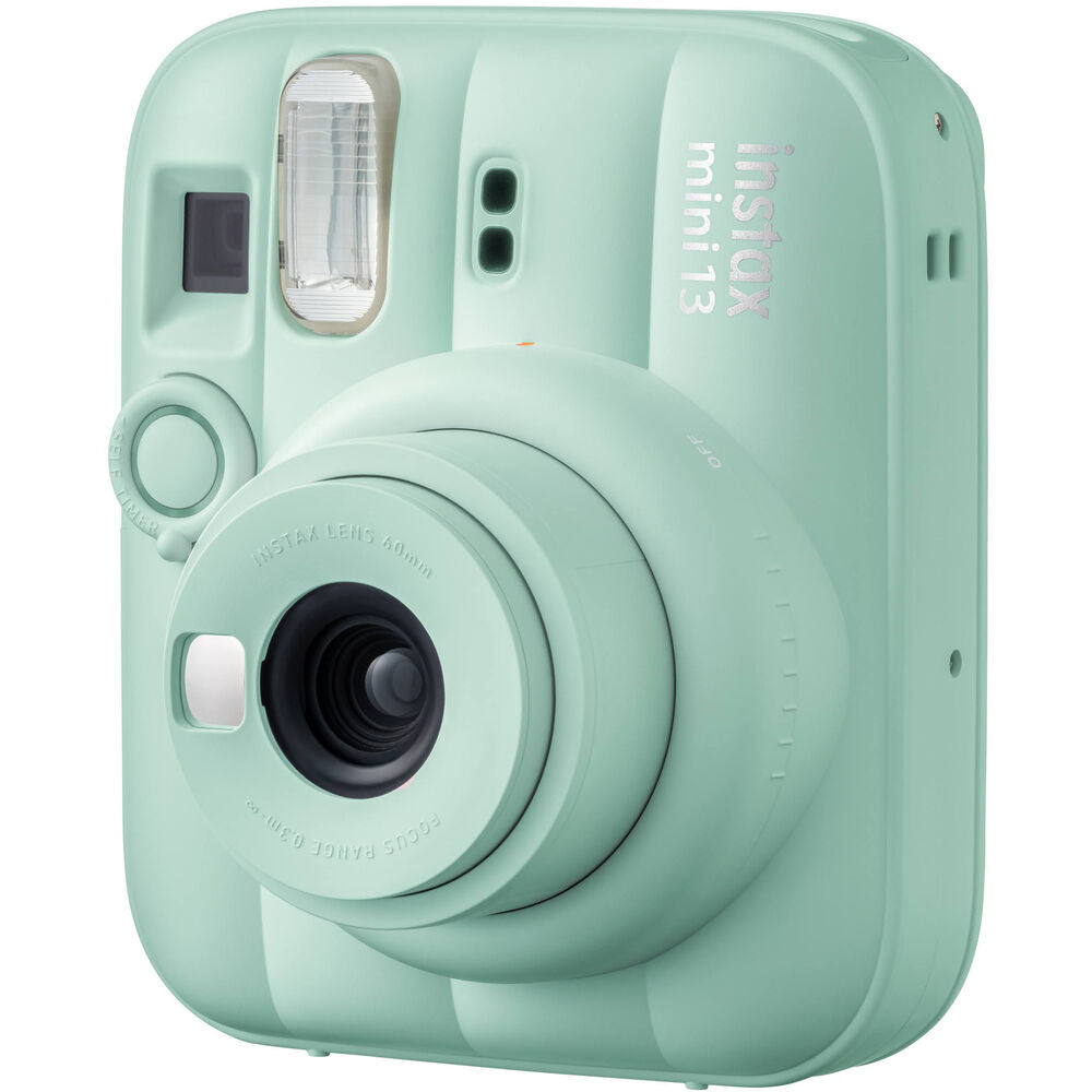 Front-facing angled shot of Lagoon Green Instax Mini 13 