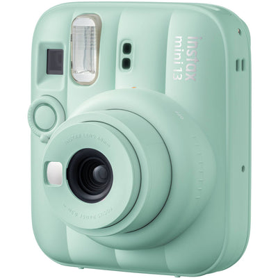 Front-facing angled shot of Lagoon Green Instax Mini 13 