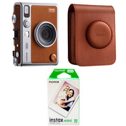 Fujifilm Instax Mini Evo Instant Film Camera (Brown) – stylish hybrid instant camera with retro brown design, digital display, lens and film effects, and instant printing.