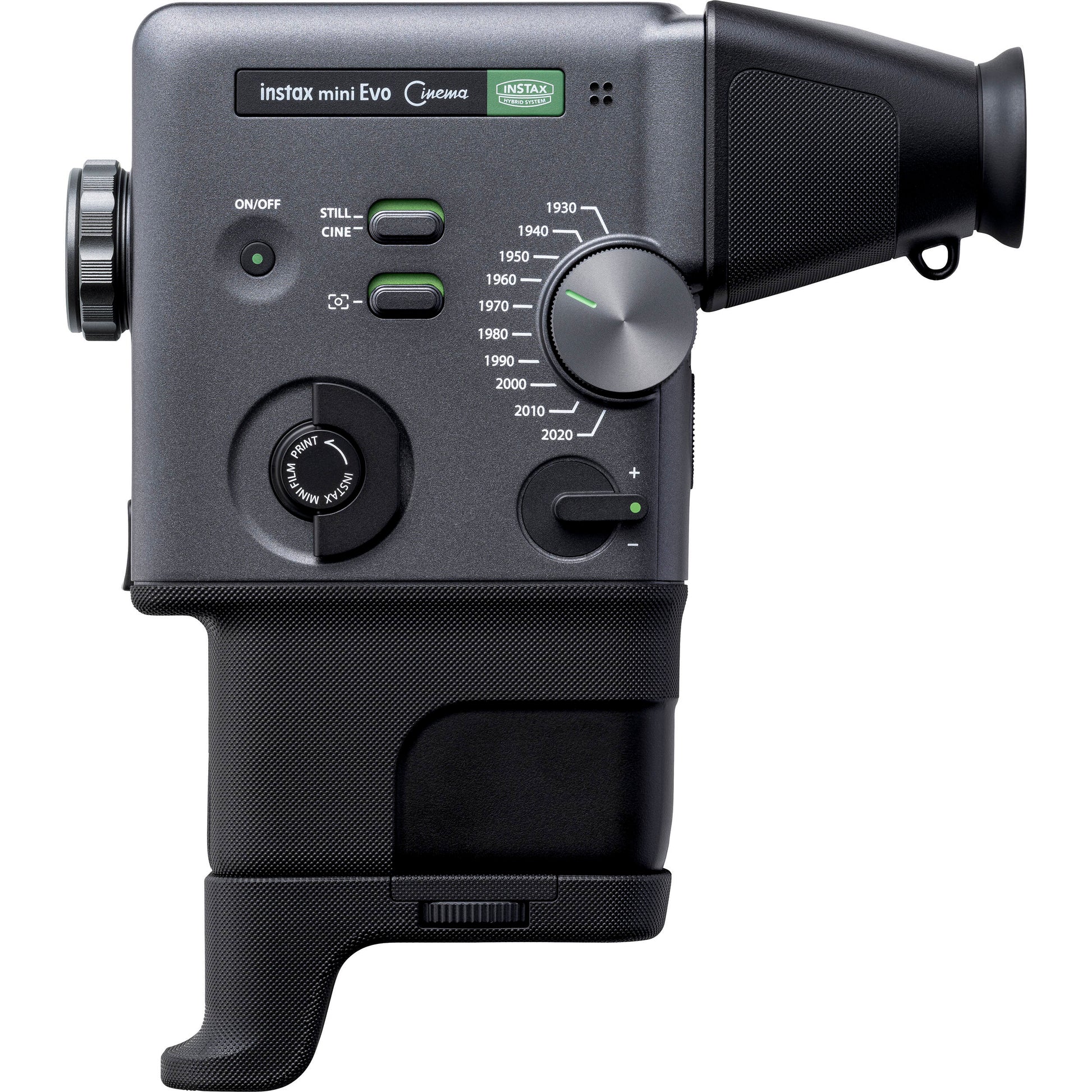 Hybrid instant camera Instax Mini Evo for videos, stills, and smartphone printing.