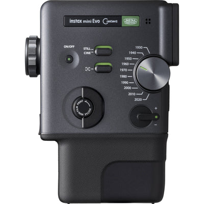 Hybrid instant camera Instax Mini Evo for videos, stills, and smartphone printing.