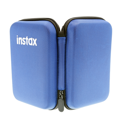 Fujifilm Instax Mini Link blue protective hard shell case with woven texture, designed to fit Instax Mini Link 2 smartphone printer