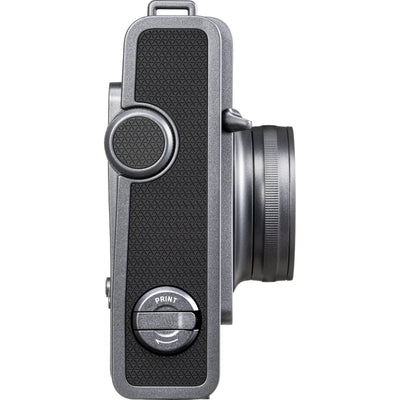 Fujifilm Instax Wide Evo hybrid instant camera with 16MP 1/3-inch CMOS sensor, fixed 16mm f/2.4 wide-angle lens, 10 lens and film effects, selfie mirror, built-in flash, tripod mount, and USB-C charging.