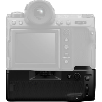 Fujifilm VG-GFX100II vertical battery grip for GFX100 II camera, holding two NP-W235 batteries with ergonomic buttons and weather-resistant design