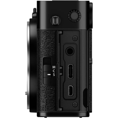 Fujifilm X-E5 black mirrorless camera with 40.2MP APS-C X-Trans CMOS 5 HR sensor, 7-stop in-body image stabilization, advanced autofocus, and 6.2K video recording capability