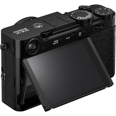 Fujifilm X-E5 black mirrorless camera with 40.2MP APS-C X-Trans CMOS 5 HR sensor, 7-stop in-body image stabilization, advanced autofocus, and 6.2K video recording capability