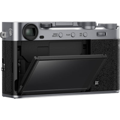 Fujifilm X-E5 silver mirrorless camera with 40.2MP APS-C X-Trans CMOS 5 HR sensor, 7-stop in-body image stabilization, advanced autofocus, and 6.2K video recording