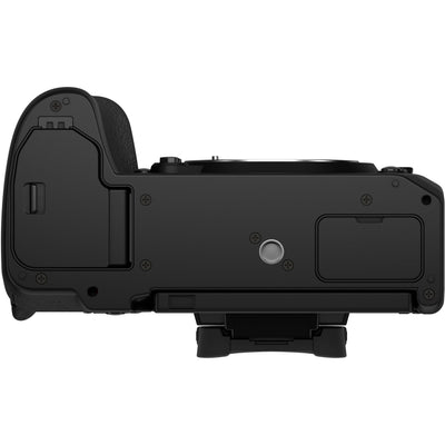 Fujifilm X-H2S bottom view battery compartment and tripod mount