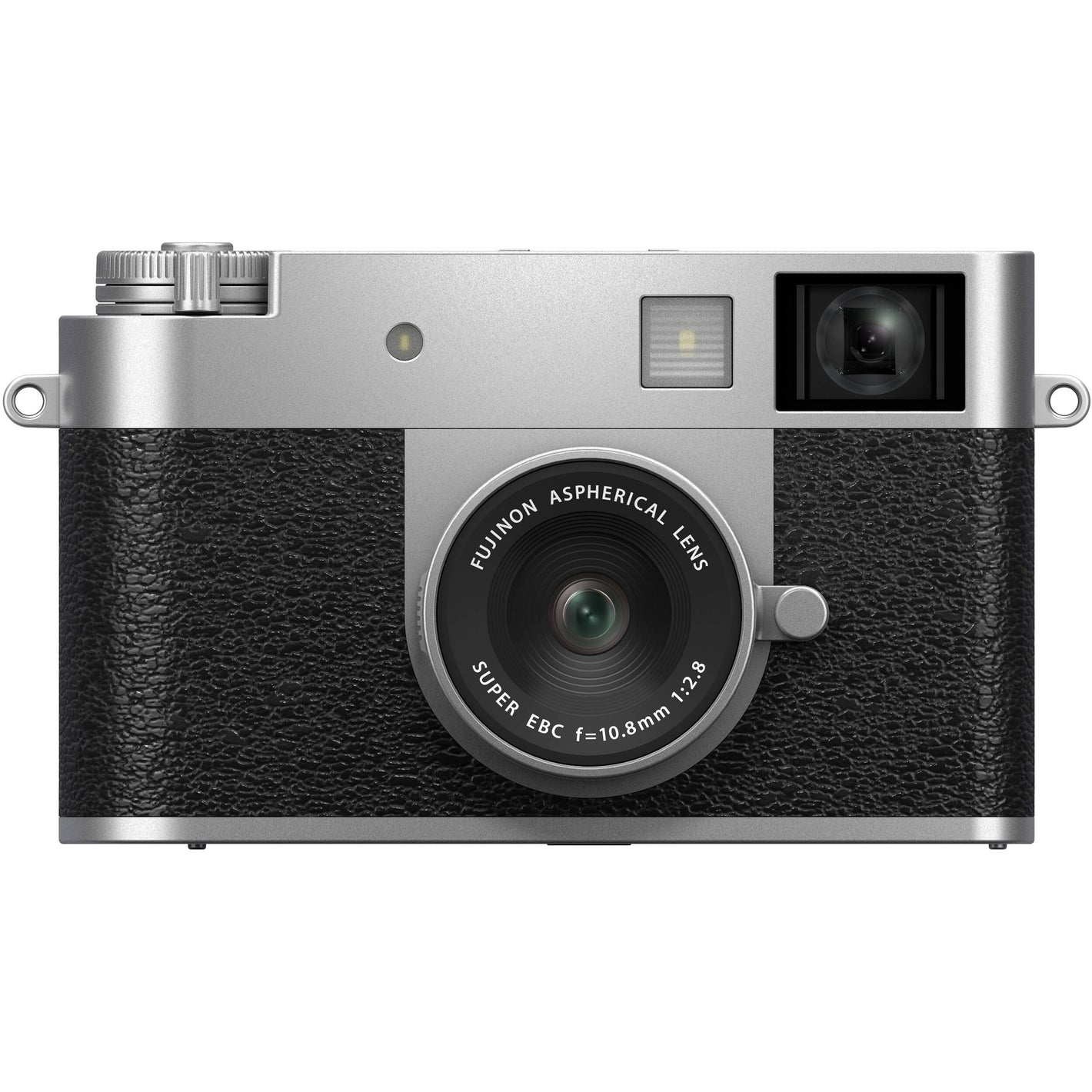 Fujifilm X half silver compact digital camera featuring 1-inch vertical sensor, 32mm-equivalent lens, optical viewfinder, and 2.4-inch touchscreen optimized for vertical photography
