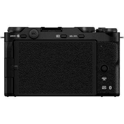 Fujifilm X-M5 black mirrorless camera with 26.1MP APS-C X-Trans CMOS 4 sensor, X-Processor 5 engine, 3-inch fully articulated touchscreen, 6.2K video recording, and 8fps continuous shooting