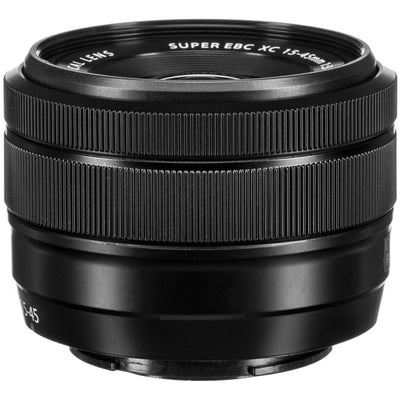 Fujifilm X-S20 black mirrorless camera with 26.1MP APS-C X-Trans CMOS 4 sensor, X-Processor 5, 5-axis in-body image stabilization, 2.36m-dot OLED EVF, 3-inch vari-angle touchscreen, and XC 15-45mm f/3.5-5.6 OIS PZ compact zoom lens