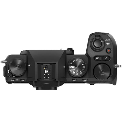 Fujifilm X-S20 black mirrorless camera with 26.1MP APS-C X-Trans CMOS 4 sensor, 8fps mechanical shutter, 20/30fps electronic shutter, 4K video, and 5-axis sensor-shift stabilization