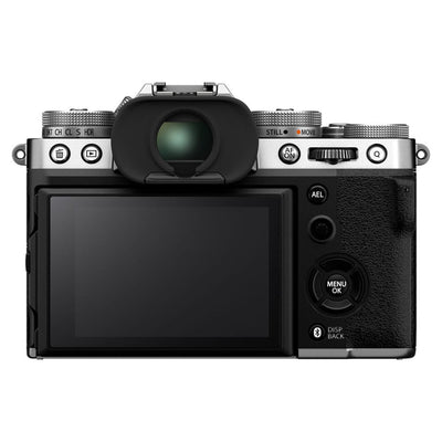 Fujifilm X-T5 Mirrorless Camera with 16-80mm Lens – silver APS-C camera kit with 40MP sensor, in-body image stabilization, and versatile zoom lens for high-quality stills and video.
