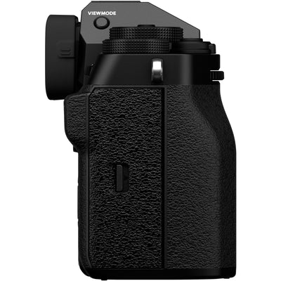 Fujifilm X-T5 black mirrorless camera with XF 16-50mm f/2.8-4.8 R LM WR lens, 40.2MP APS-C X-Trans CMOS 5 HR sensor, 7-stop in-body image stabilization, 3.69m-dot OLED EVF, and advanced video with 4K 120p and 6.2K 30p recording