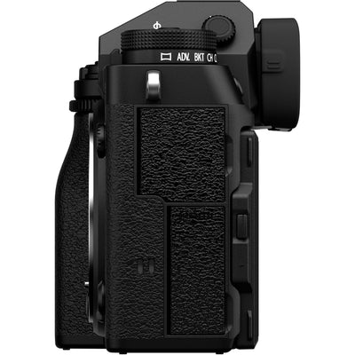 Fujifilm X-T5 black mirrorless camera with XF 16-50mm f/2.8-4.8 R LM WR lens, 40.2MP APS-C X-Trans CMOS 5 HR sensor, 7-stop in-body image stabilization, 3.69m-dot OLED EVF, and advanced video with 4K 120p and 6.2K 30p recording
