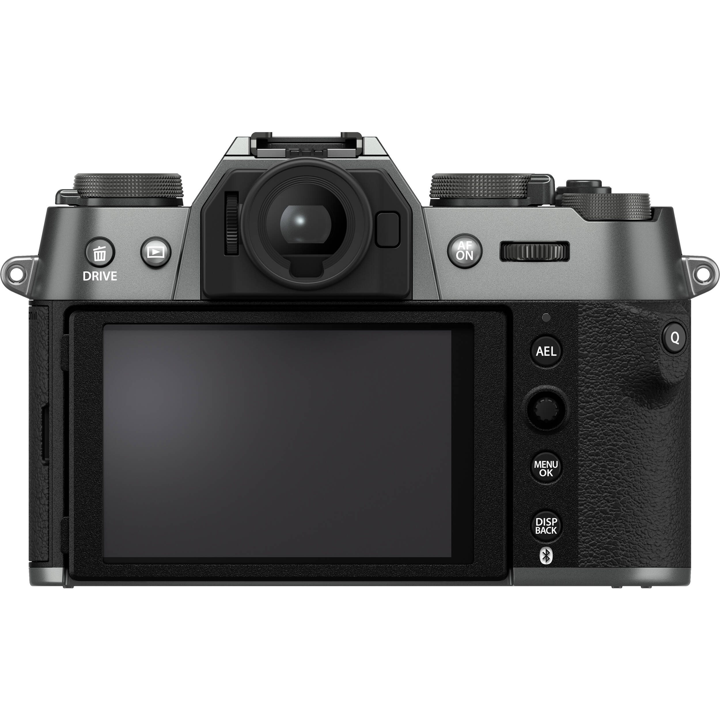 Fujifilm X-T50 charcoal grey mirrorless camera with 40.2MP APS-C X-Trans CMOS 5 HR sensor, 7-stop in-body image stabilization, hybrid autofocus, 3-inch tilting touchscreen, 2.36M-dot OLED EVF, and 6K video recording