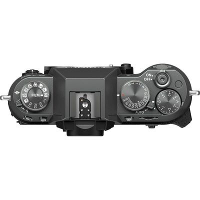 Fujifilm X-T50 charcoal grey mirrorless camera with 40.2MP APS-C X-Trans CMOS 5 HR sensor, 7-stop in-body image stabilization, hybrid autofocus, 3-inch tilting touchscreen, 2.36M-dot OLED EVF, and 6K video recording