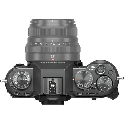 Fujifilm X-T50 charcoal grey mirrorless camera with 40.2MP APS-C X-Trans CMOS 5 HR sensor, 7-stop in-body image stabilization, hybrid autofocus, 3-inch tilting touchscreen, 2.36M-dot OLED EVF, and 6K video recording