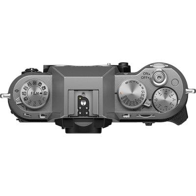 Fujifilm X-T50 silver mirrorless camera with 40.2MP APS-C X-Trans CMOS 5 HR sensor, 7-stop in-body image stabilization, hybrid autofocus, 3-inch tilting touchscreen, 2.36M-dot OLED EVF, and 6K video recording