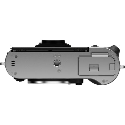 Fujifilm X-T50 silver mirrorless camera with 40.2MP APS-C X-Trans CMOS 5 HR sensor, 7-stop in-body image stabilization, hybrid autofocus, 3-inch tilting touchscreen, 2.36M-dot OLED EVF, and 6K video recording