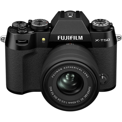 Fujifilm X-T50 Mirrorless Digital Camera with 15-45mm Lens – compact APS-C camera kit featuring a 40MP sensor, Film Simulation modes, and versatile zoom lens for everyday photography and video.