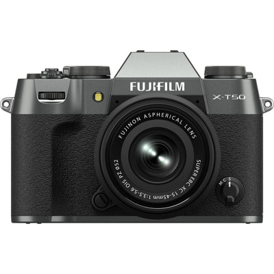 Fujifilm X-T50 Mirrorless Digital Camera with 15-45mm Lens – compact APS-C camera kit featuring a 40MP sensor, Film Simulation modes, and versatile zoom lens for everyday photography and video.