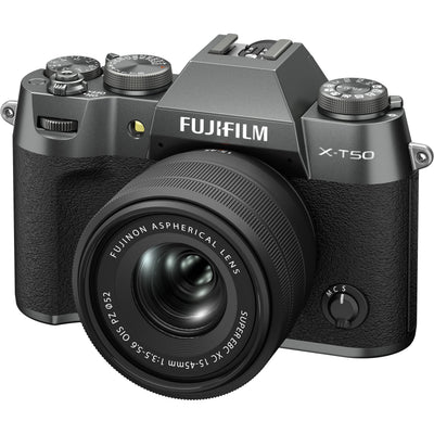 Fujifilm X-T50 Mirrorless Digital Camera with 15-45mm Lens – compact APS-C camera kit featuring a 40MP sensor, Film Simulation modes, and versatile zoom lens for everyday photography and video.