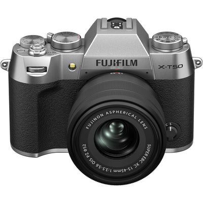 Fujifilm X-T50 Mirrorless Digital Camera with 15-45mm Lens – compact APS-C camera kit featuring a 40MP sensor, Film Simulation modes, and versatile zoom lens for everyday photography and video.