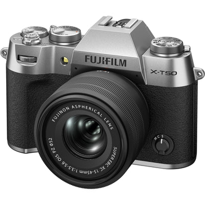 Fujifilm X-T50 Mirrorless Digital Camera with 15-45mm Lens – compact APS-C camera kit featuring a 40MP sensor, Film Simulation modes, and versatile zoom lens for everyday photography and video.
