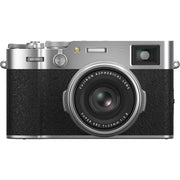 Fujifilm X100VI silver compact digital camera featuring 40.2MP APS-C X-Trans CMOS 5 HR sensor and a 23mm f/2 fixed lens.
