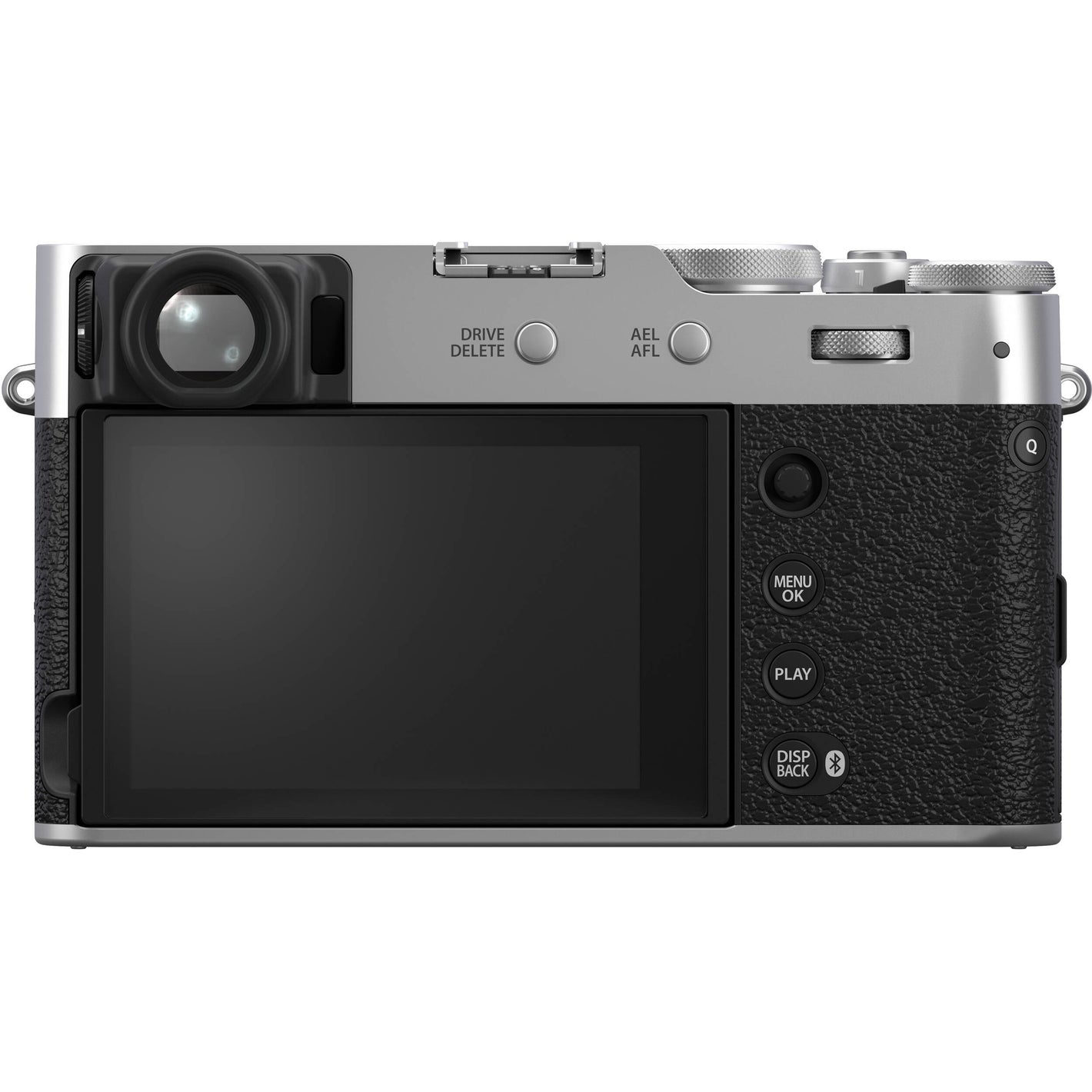 Fujifilm X100VI silver compact digital camera featuring 40.2MP APS-C X-Trans CMOS 5 HR sensor and a 23mm f/2 fixed lens.
